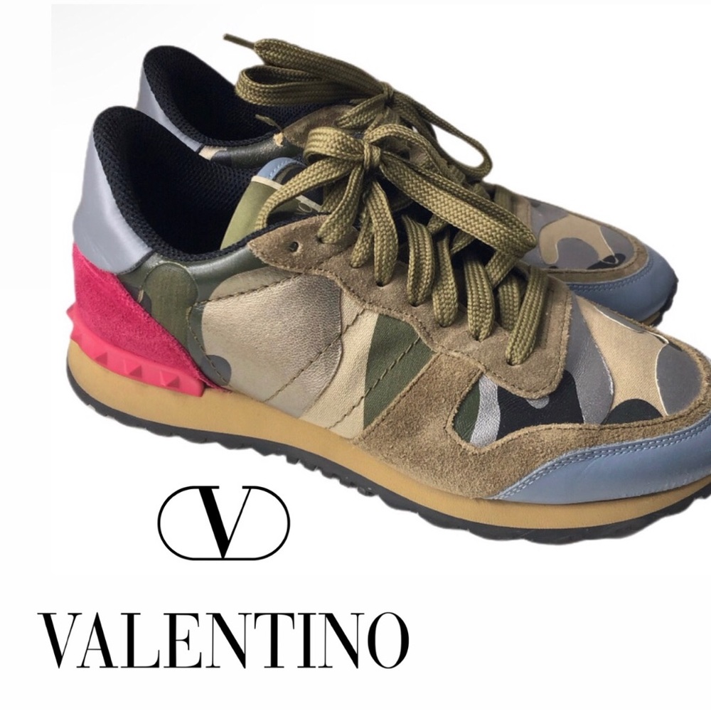 Valentino Garavani Rockrunner Leather Trainers Sneakers